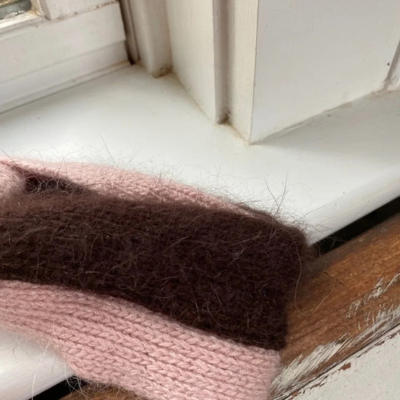 Anthropologie Pink Brown Twist Fuzzy Headband - Picture 8 of 9